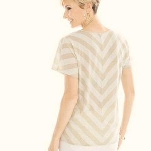 Chico's Womens Gold Metallic Gleaming Striped Top
